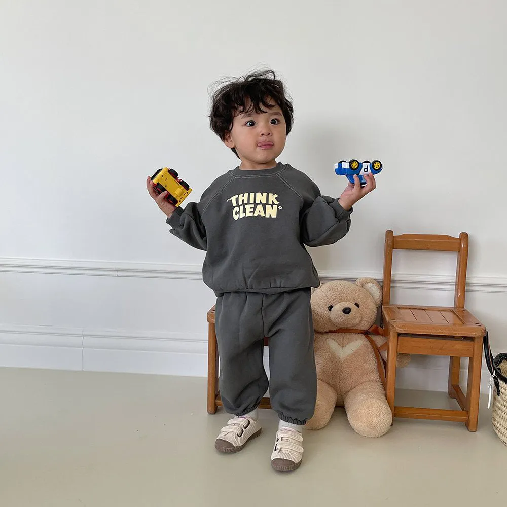 2 Pieces Set Baby Kid Girls Boys Letters Hoodies Sweatshirts And Solid Color Pants Wholesale 231130243