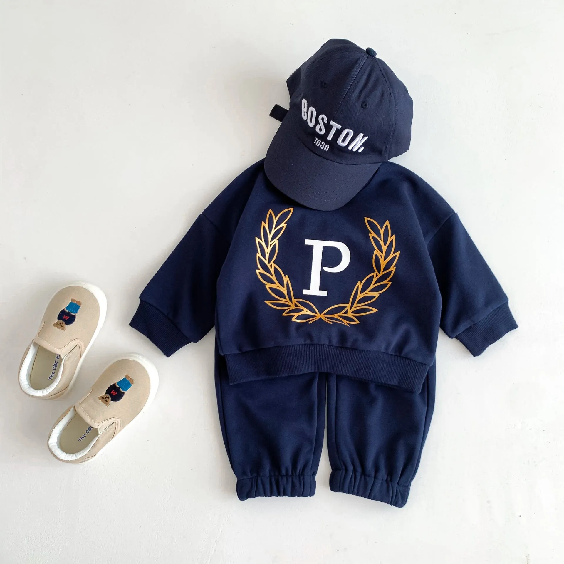 2 Pieces Set Baby Kid Girls Boys Sports Letters Hoodies Sweatshirts And Solid Color Pants Wholesale 23101909