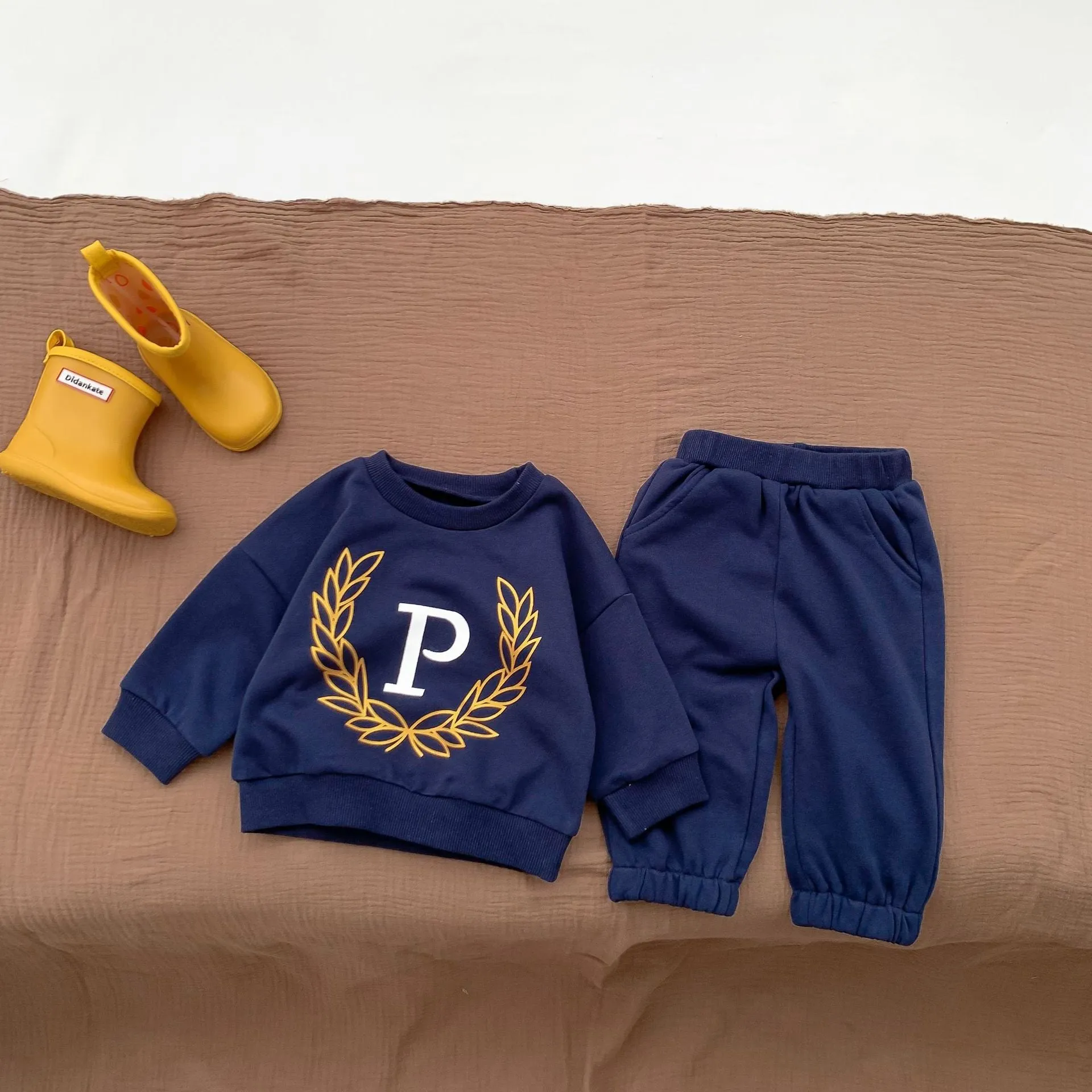 2 Pieces Set Baby Kid Girls Boys Sports Letters Hoodies Sweatshirts And Solid Color Pants Wholesale 23101909