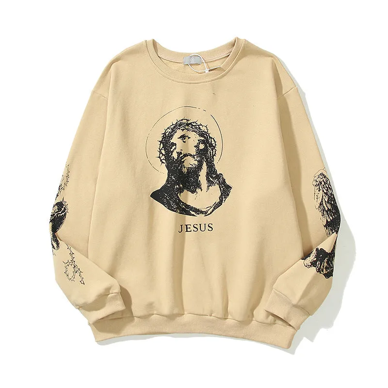 2021 Essential Sweatshirts Men Women High Quality Hip Hop Streetwear Hoodies Jesus Print Cotton Crewneck Kanye West