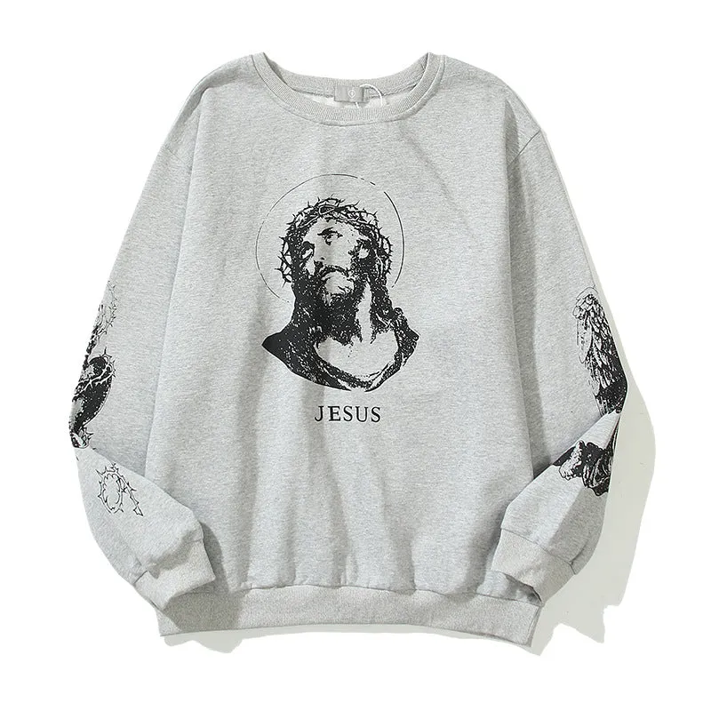 2021 Essential Sweatshirts Men Women High Quality Hip Hop Streetwear Hoodies Jesus Print Cotton Crewneck Kanye West