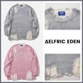 Aelfric Eden  |Pullovers Unisex Street Style Long Sleeves Plain Fringes