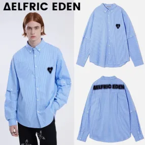 Aelfric Eden  |Stripes Heart Unisex Nylon Long Sleeves Cotton Short Sleeves