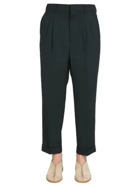 AMI Pleat Detailed Cropped Trousers