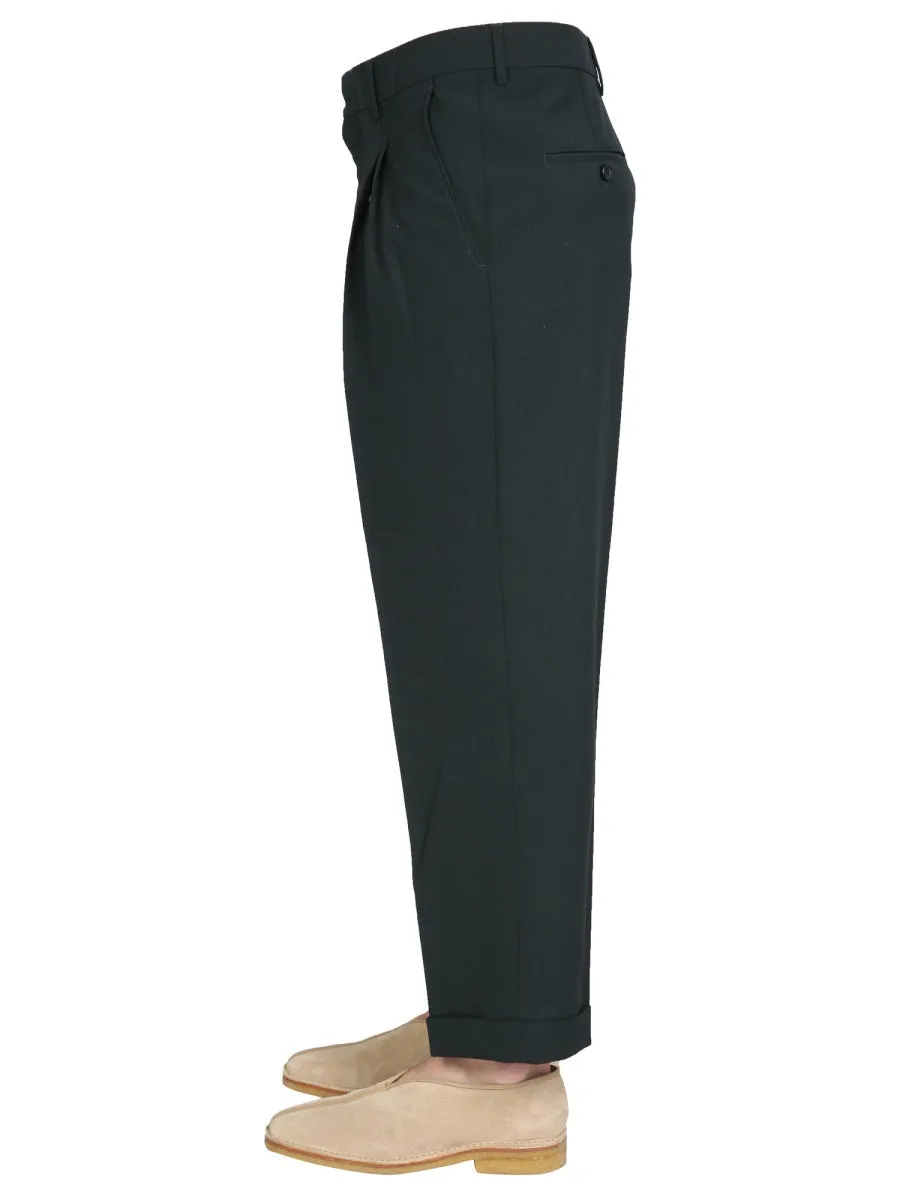 AMI Pleat Detailed Cropped Trousers