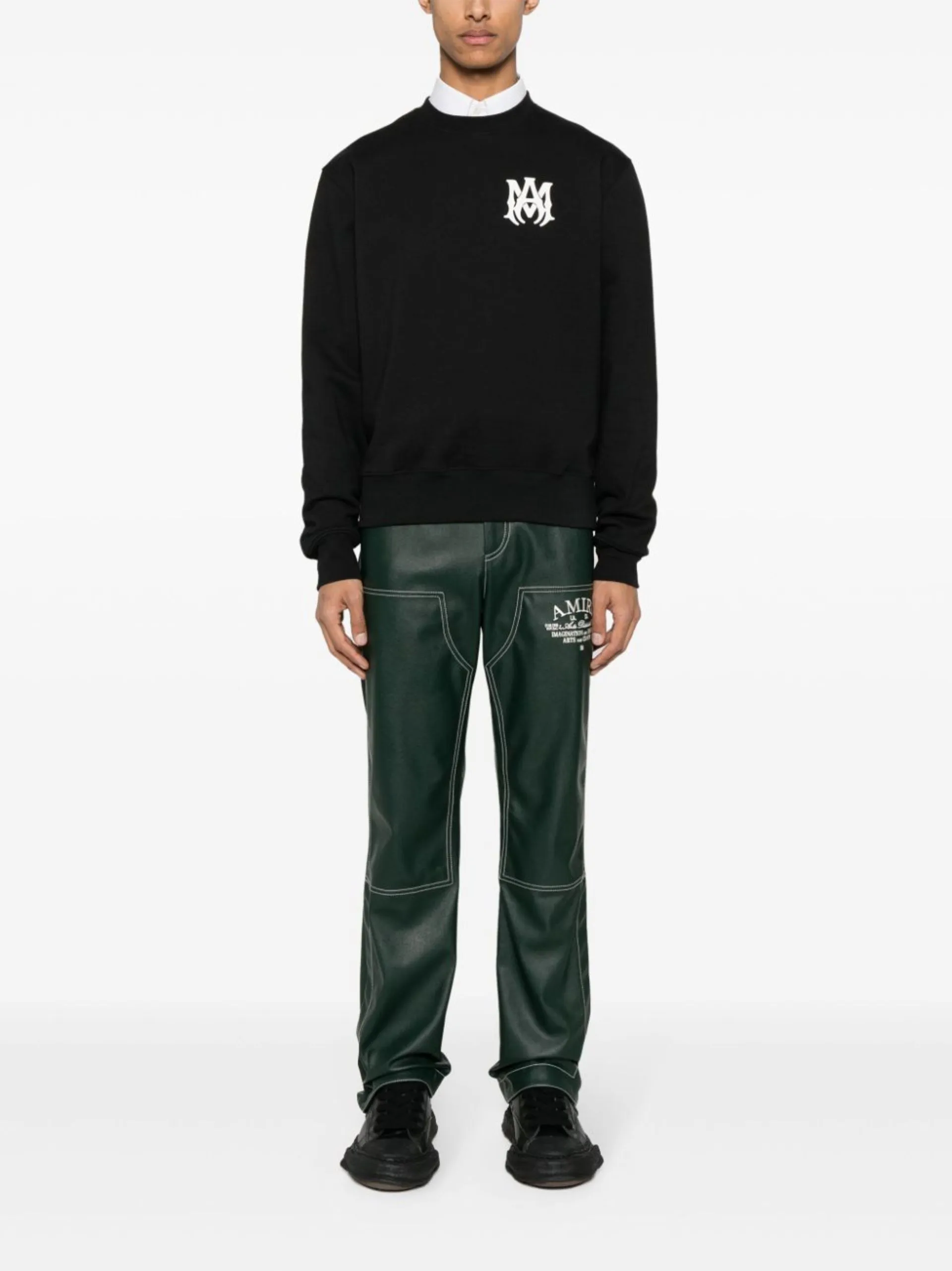 AMIRI  |Crew Neck Pullovers Street Style Long Sleeves Plain Cotton