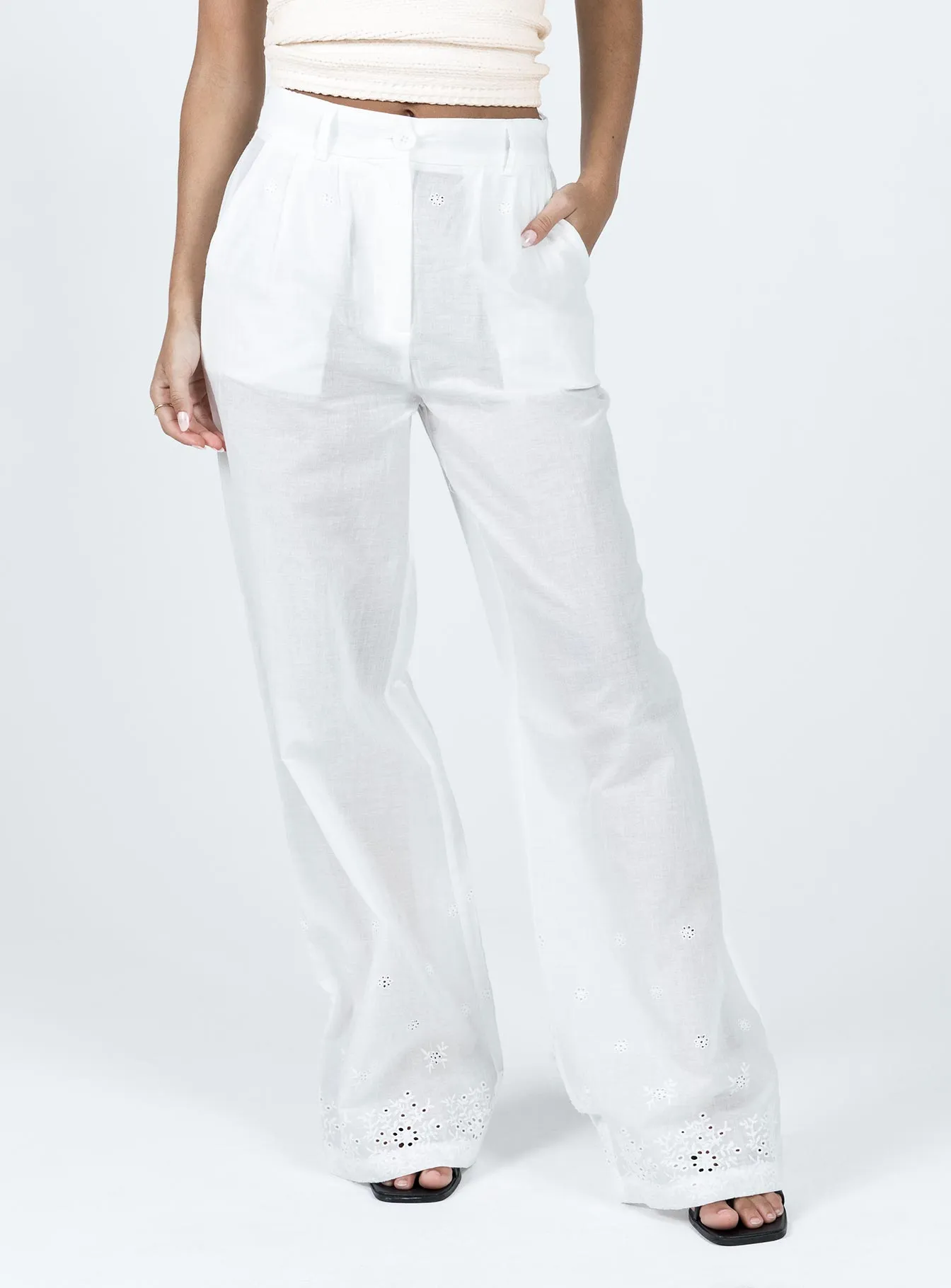 Archer Pants White Anglaise