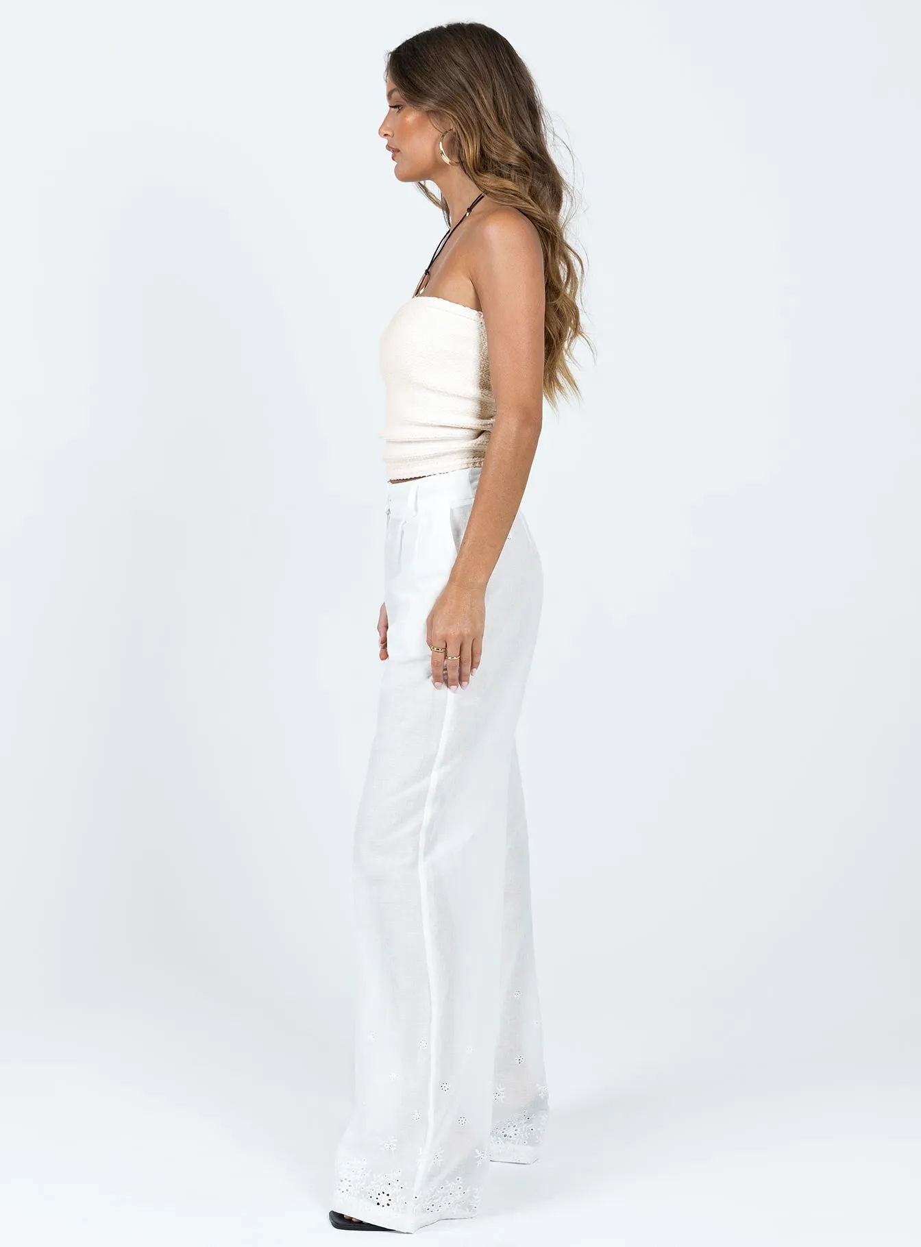 Archer Pants White Anglaise