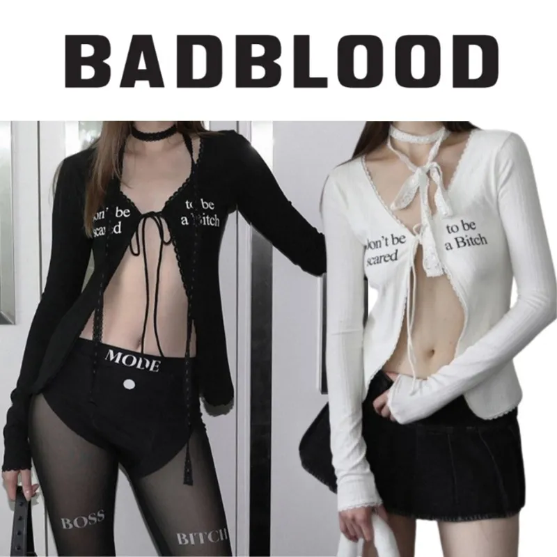 BADBLOOD  |Casual Style Street Style Long Sleeves Party Style Lace