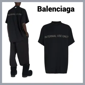 BALENCIAGA  |Crew Neck Pullovers Cotton Short Sleeves Logo Luxury