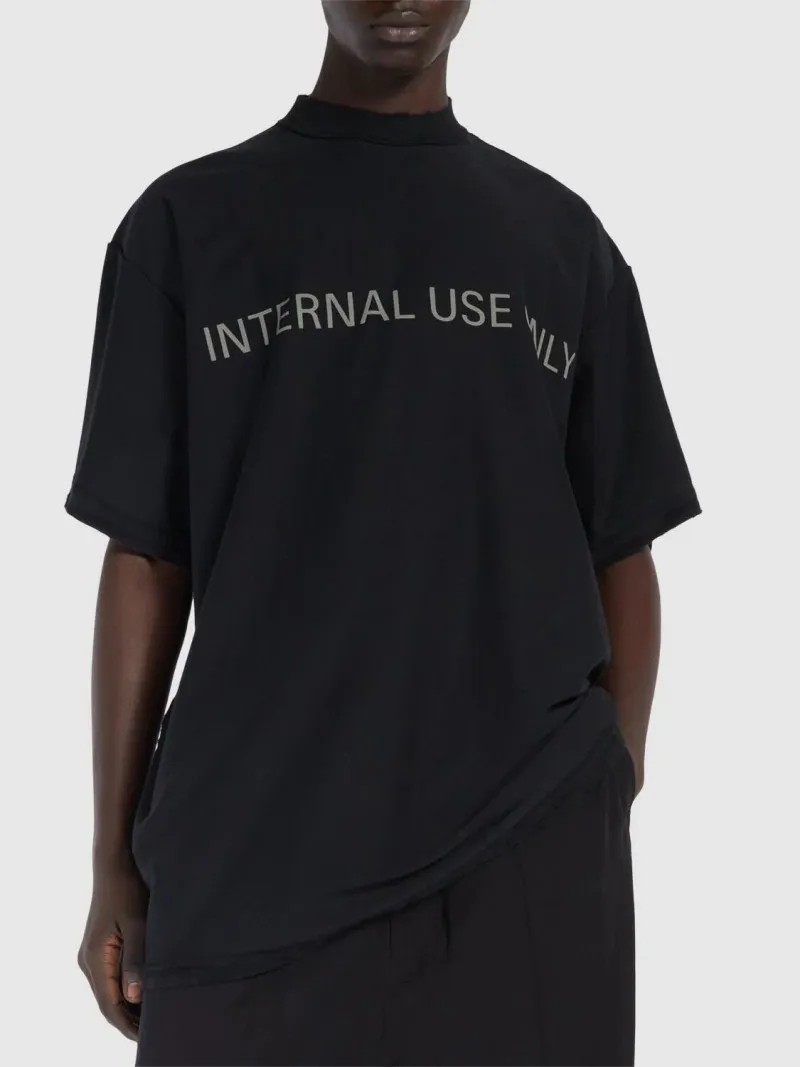 BALENCIAGA  |Crew Neck Pullovers Cotton Short Sleeves Logo Luxury