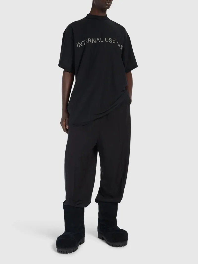 BALENCIAGA  |Crew Neck Pullovers Cotton Short Sleeves Logo Luxury