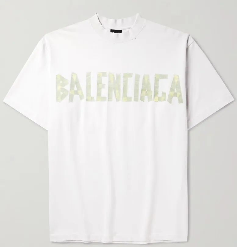 BALENCIAGA  |Crew Neck Pullovers Stripes Plain Cotton Short Sleeves Logo