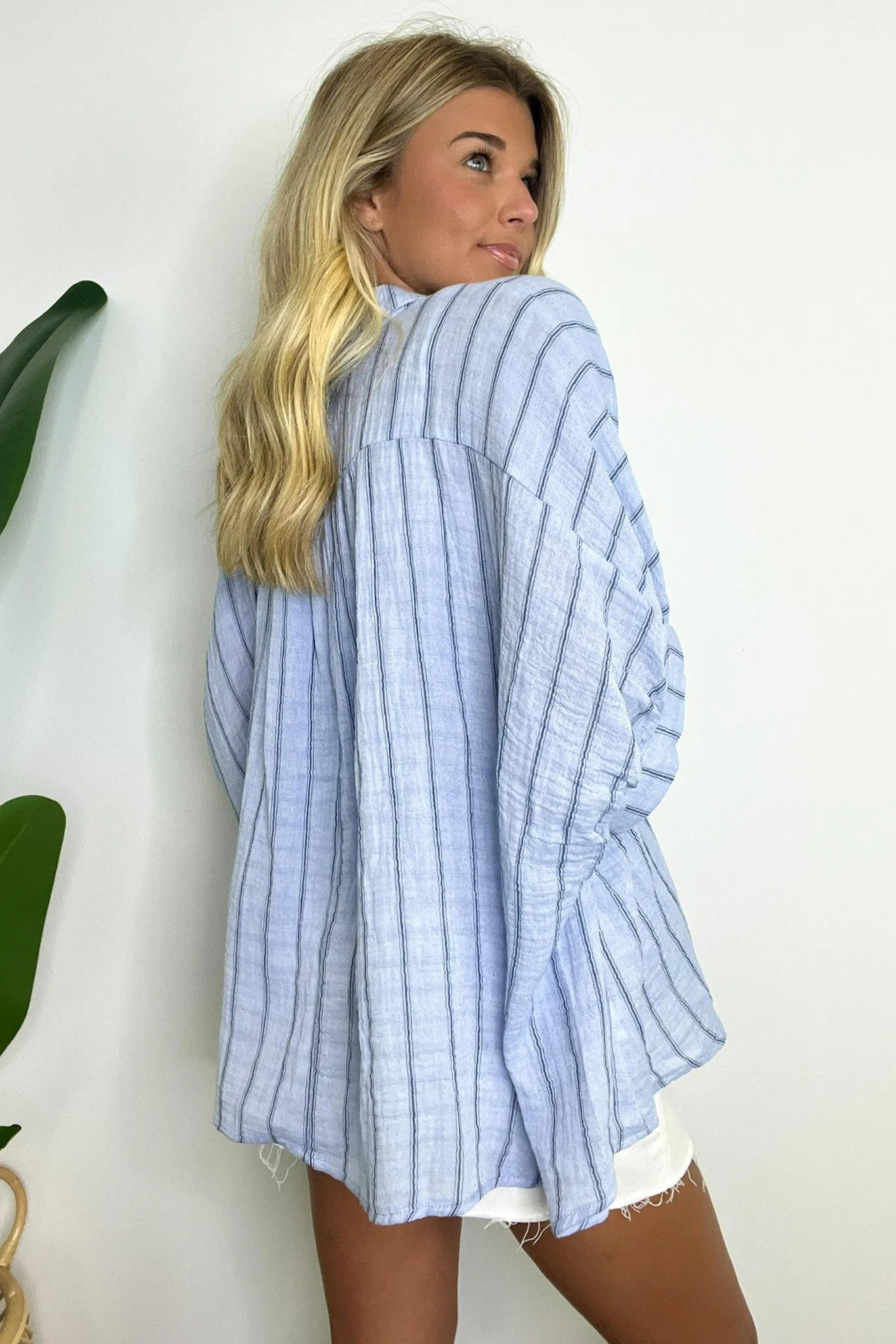 Beckham Oversized Striped Button Down Top - BACK IN STOCK