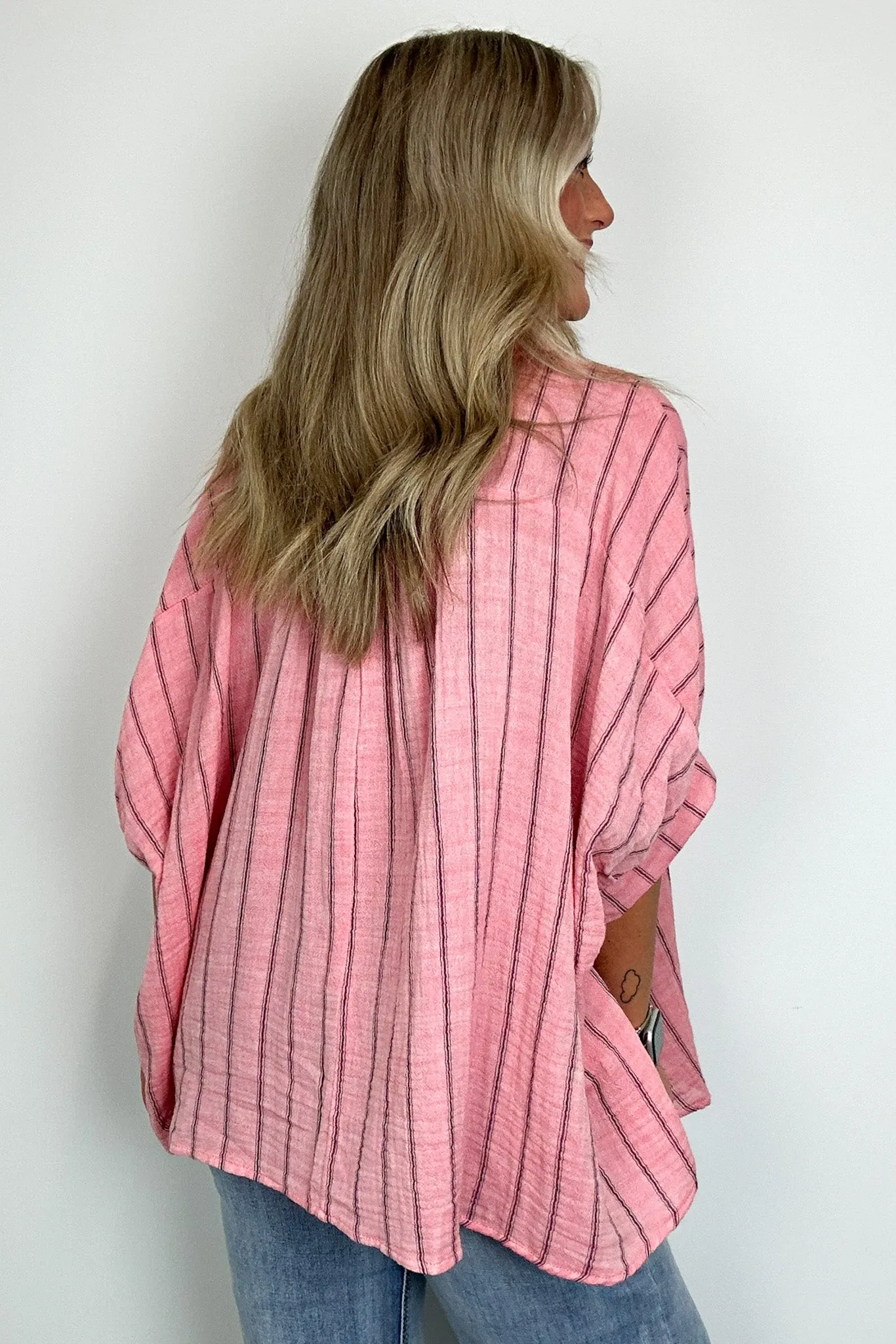 Beckham Oversized Striped Button Down Top - BACK IN STOCK