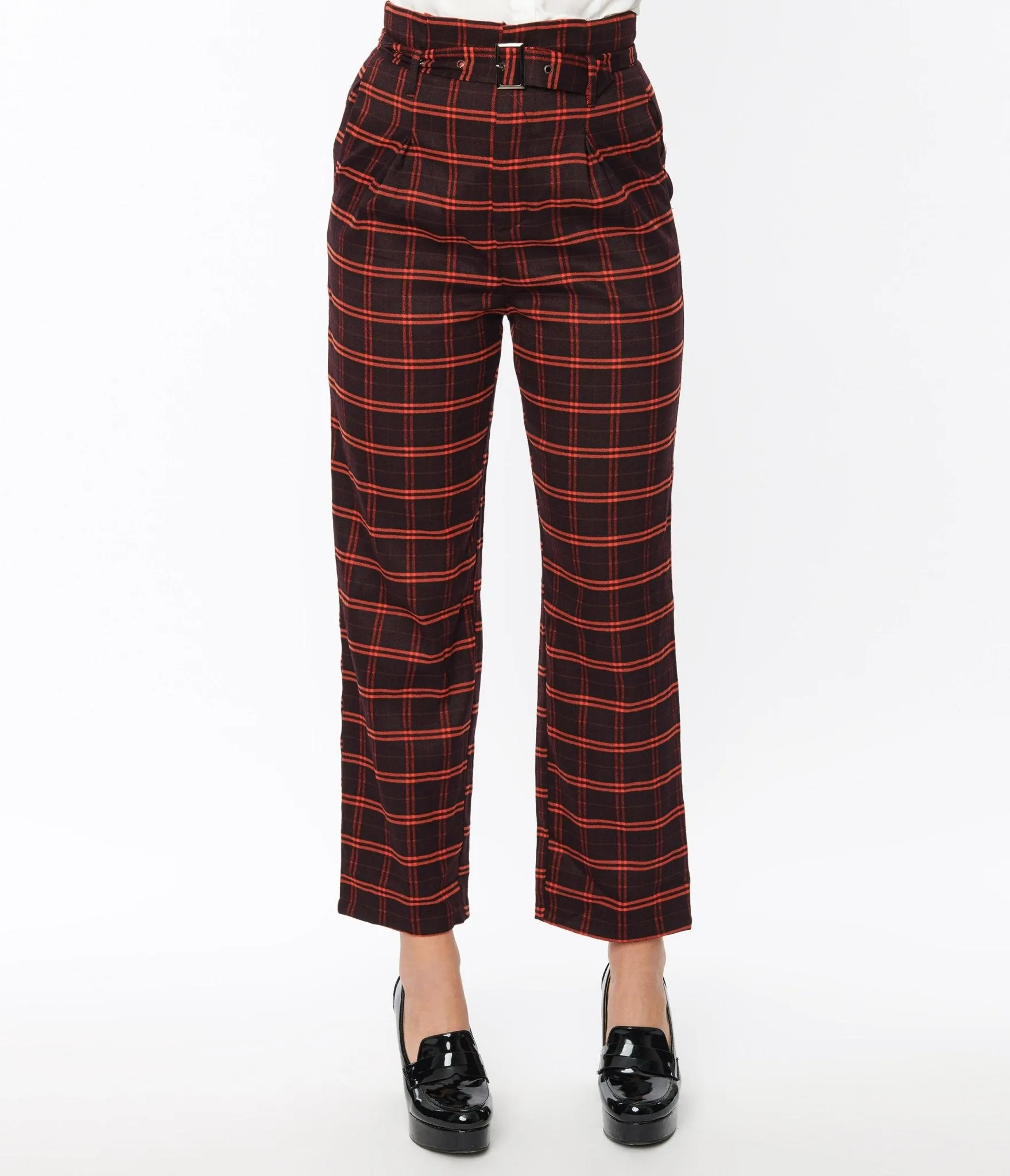 Black & Orange Windowpane Pants