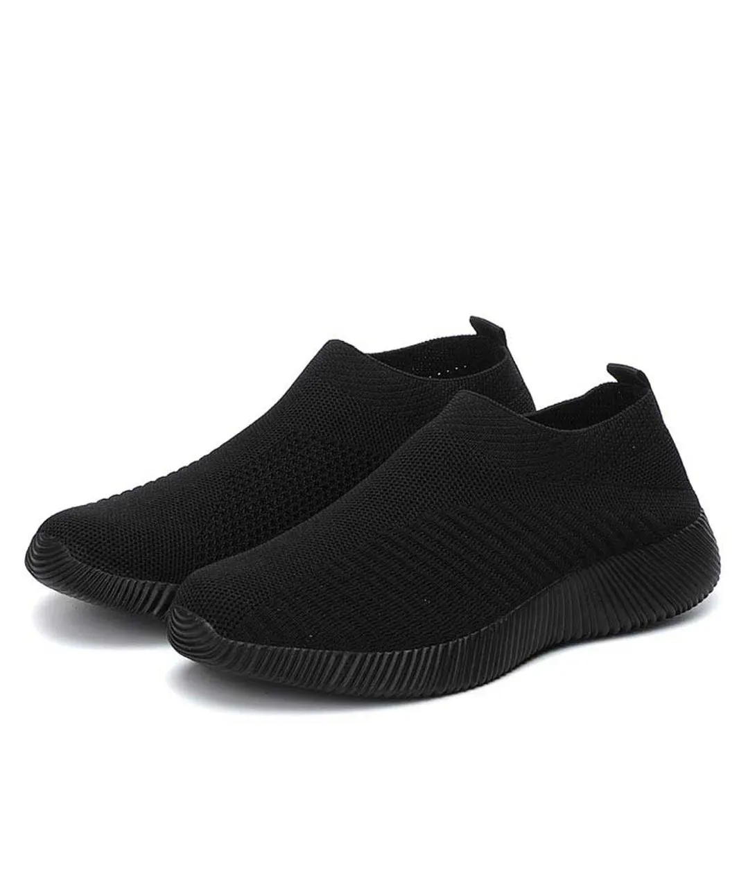 Black texture stripe slip on shoe sneaker