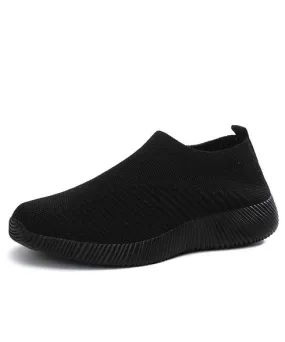 Black texture stripe slip on shoe sneaker