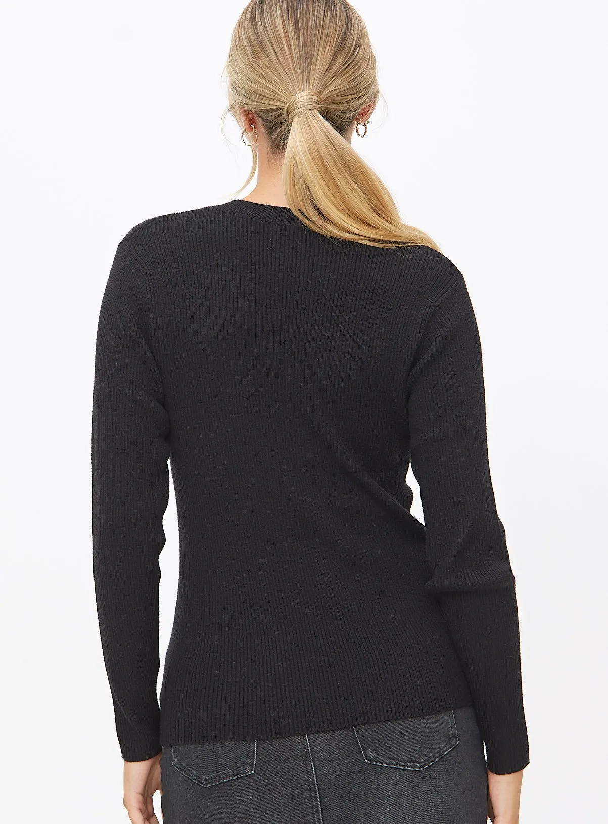 Buy Black Soft Touch Ribbed Crew Neck Jumper 18 | Jumpers | Tu