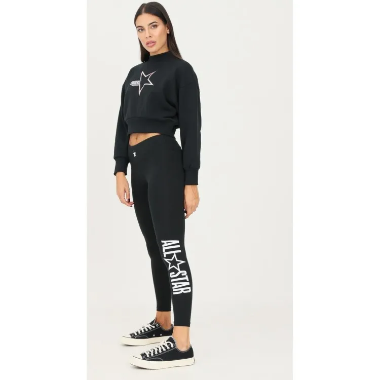 Converse 10023331 Leggings Donna con Logo Nero