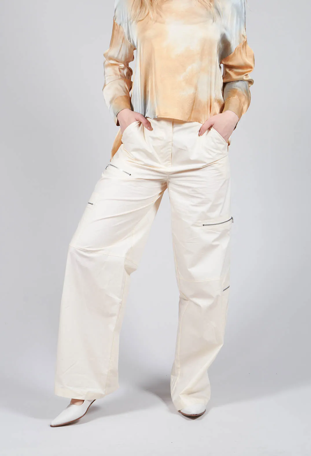 Cotton Cargo Trousers in Latte