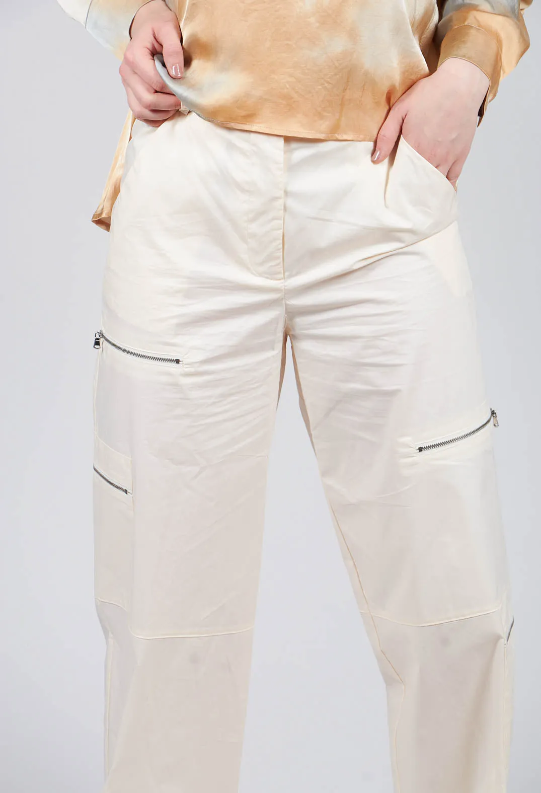 Cotton Cargo Trousers in Latte