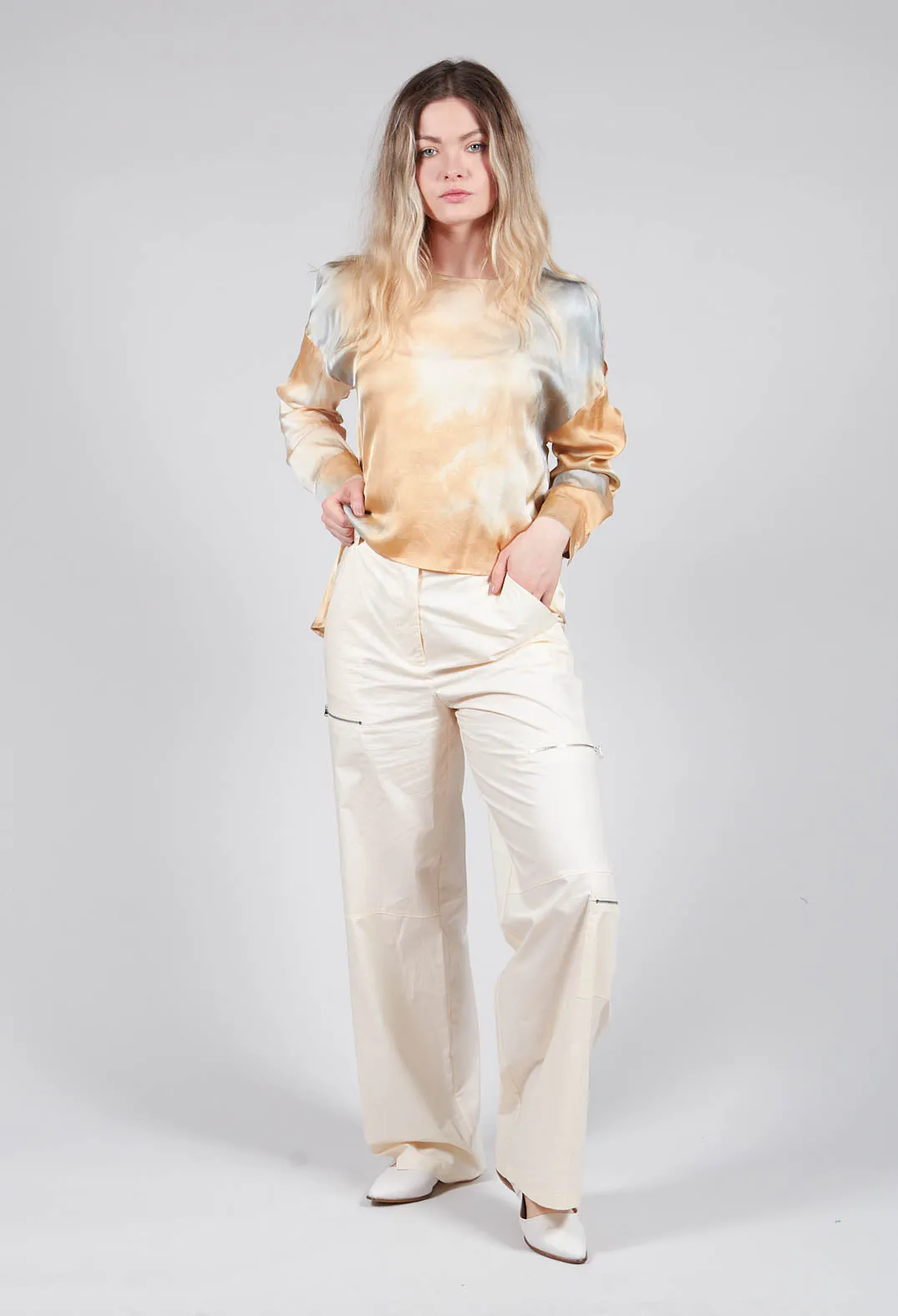 Cotton Cargo Trousers in Latte