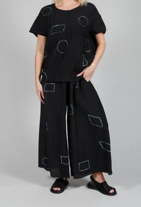 Crinkle Geometric Trousers in Black