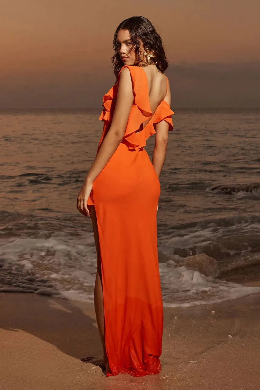 Dalia Maxi Dress - Tangerine