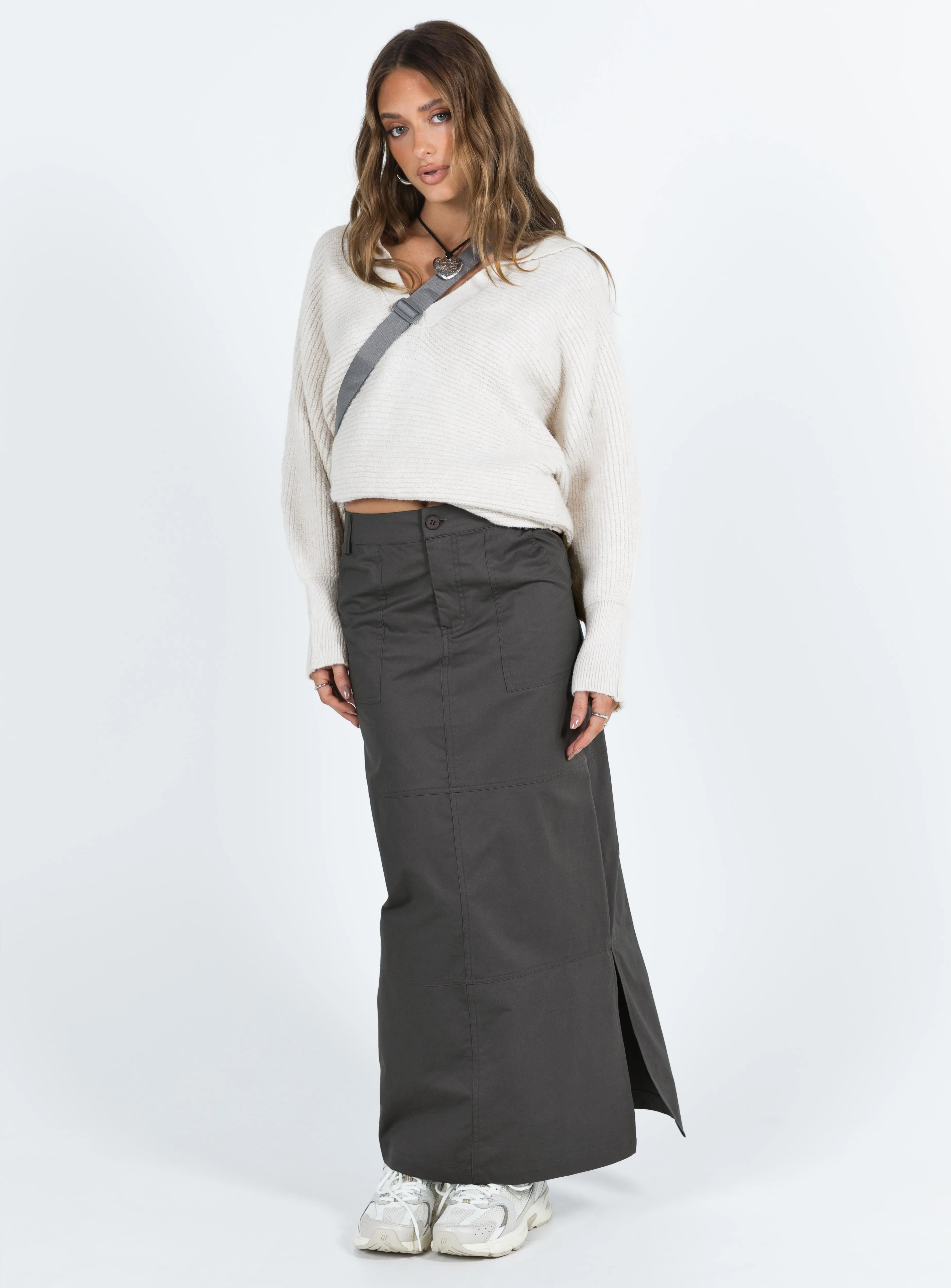 Devine Cargo Maxi Skirt Slate