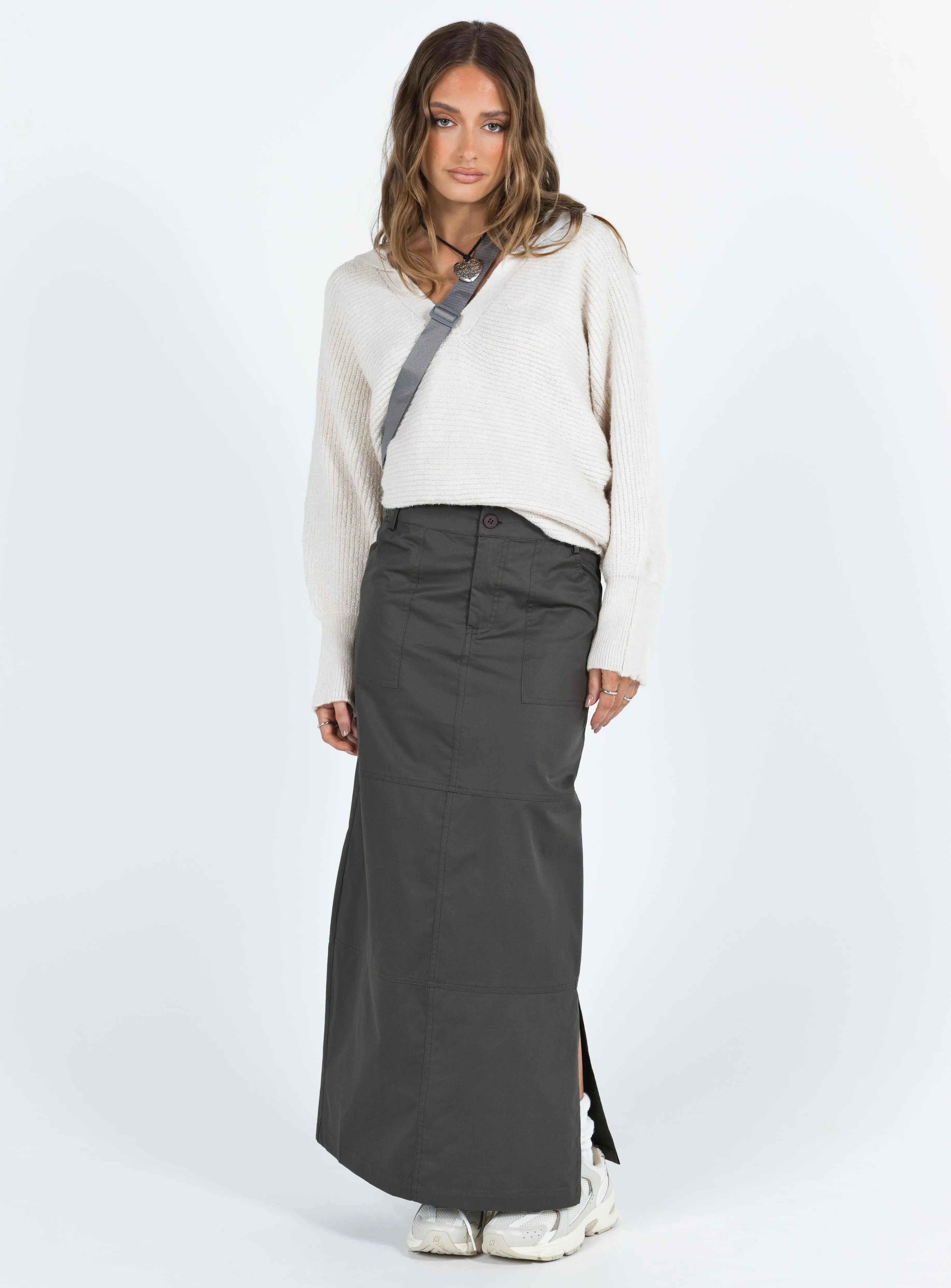 Devine Cargo Maxi Skirt Slate