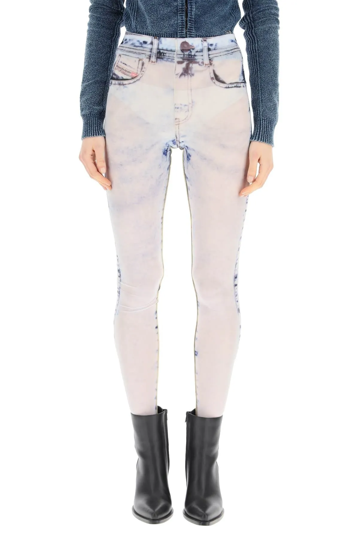 Diesel High-Waisted Tromp L'oeil Printed Leggings