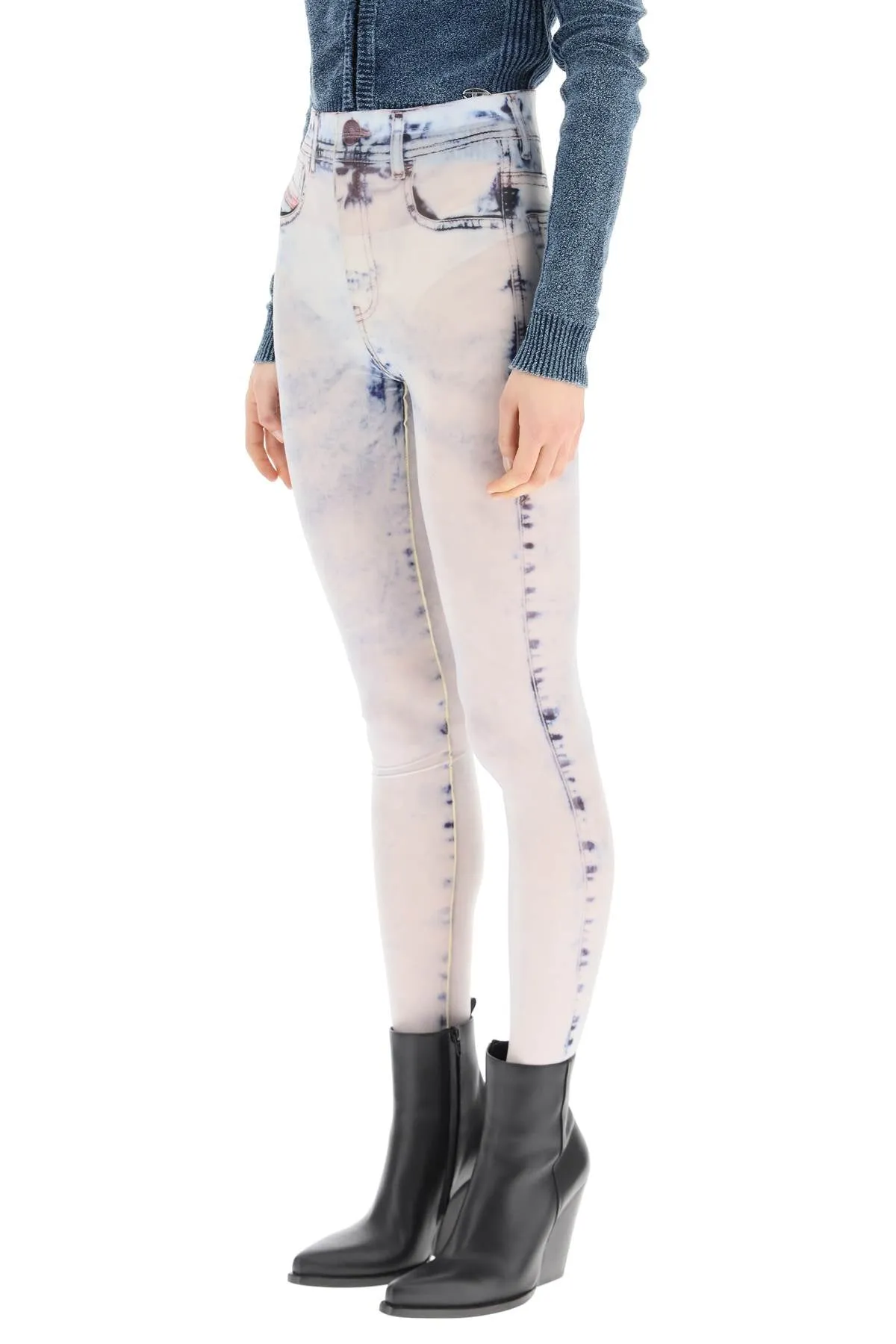 Diesel High-Waisted Tromp L'oeil Printed Leggings