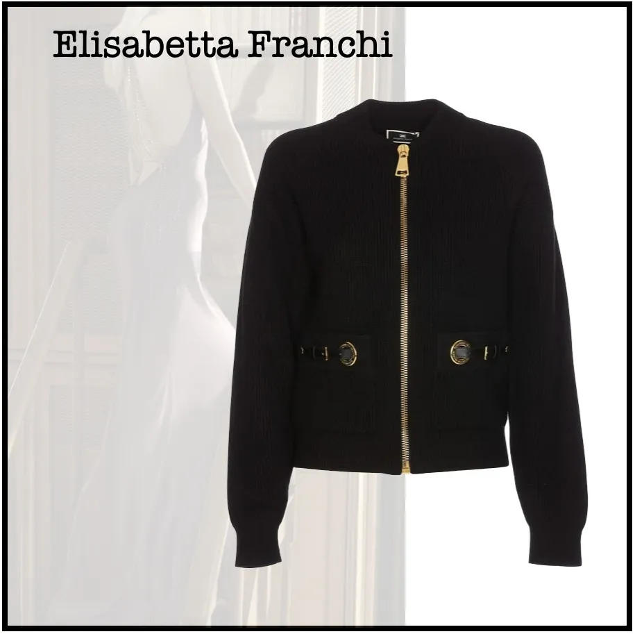 ELISABETTA FRANCHI  |Casual Style Long Sleeves Plain Elegant Style