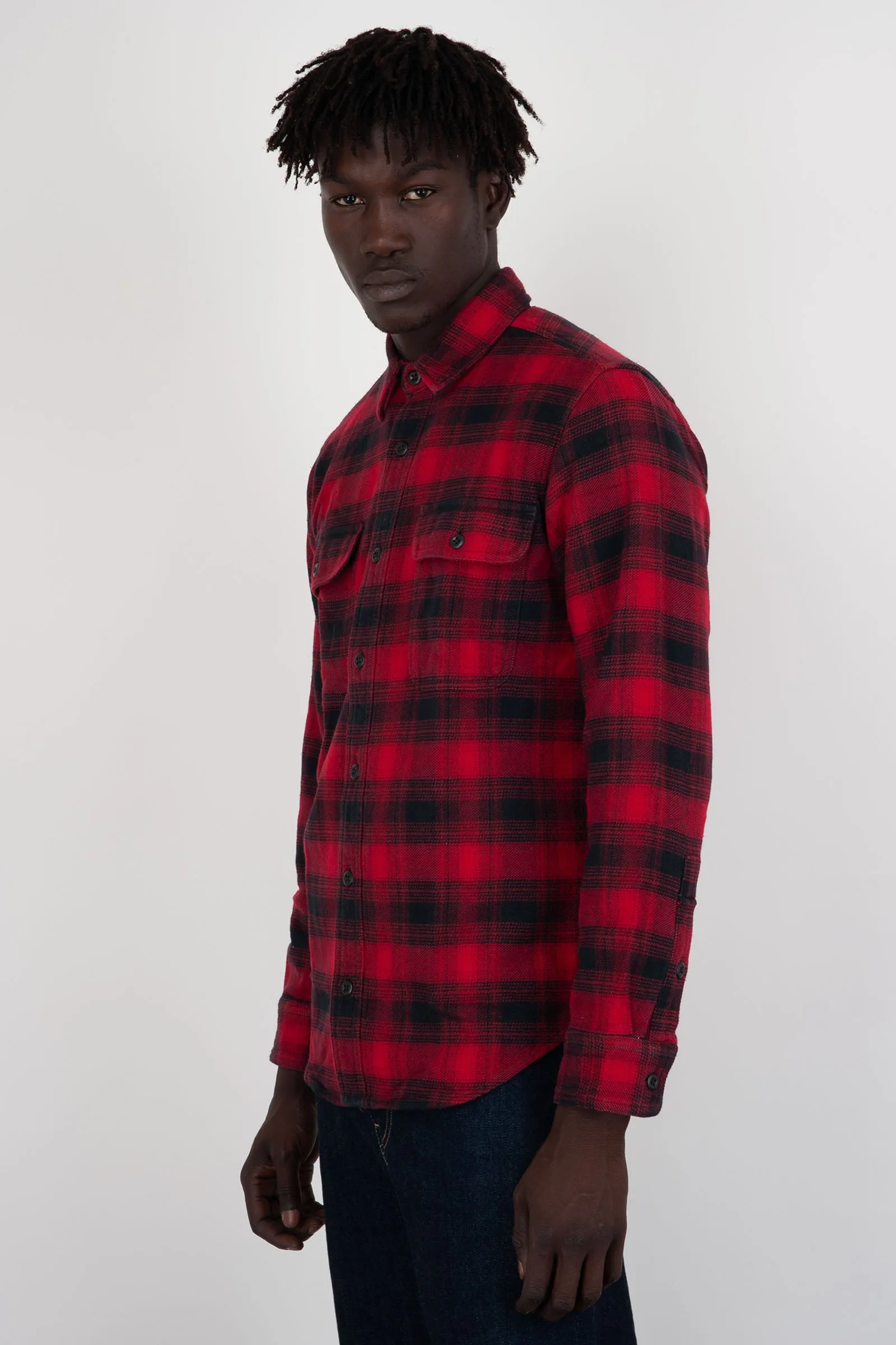 Filson Camicia Work Vintage Flanella Nero/Rosso