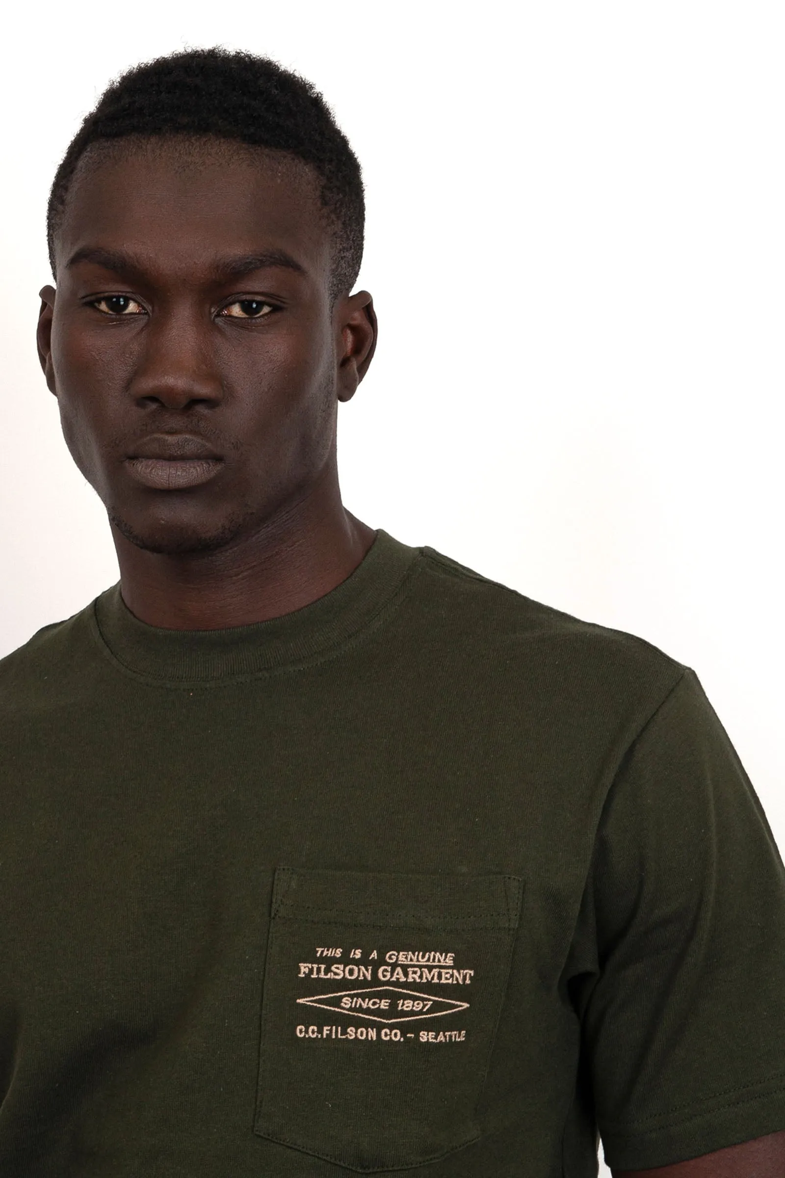 Filson T-shirt Embroidered Pocket Cotone Verde Scuro