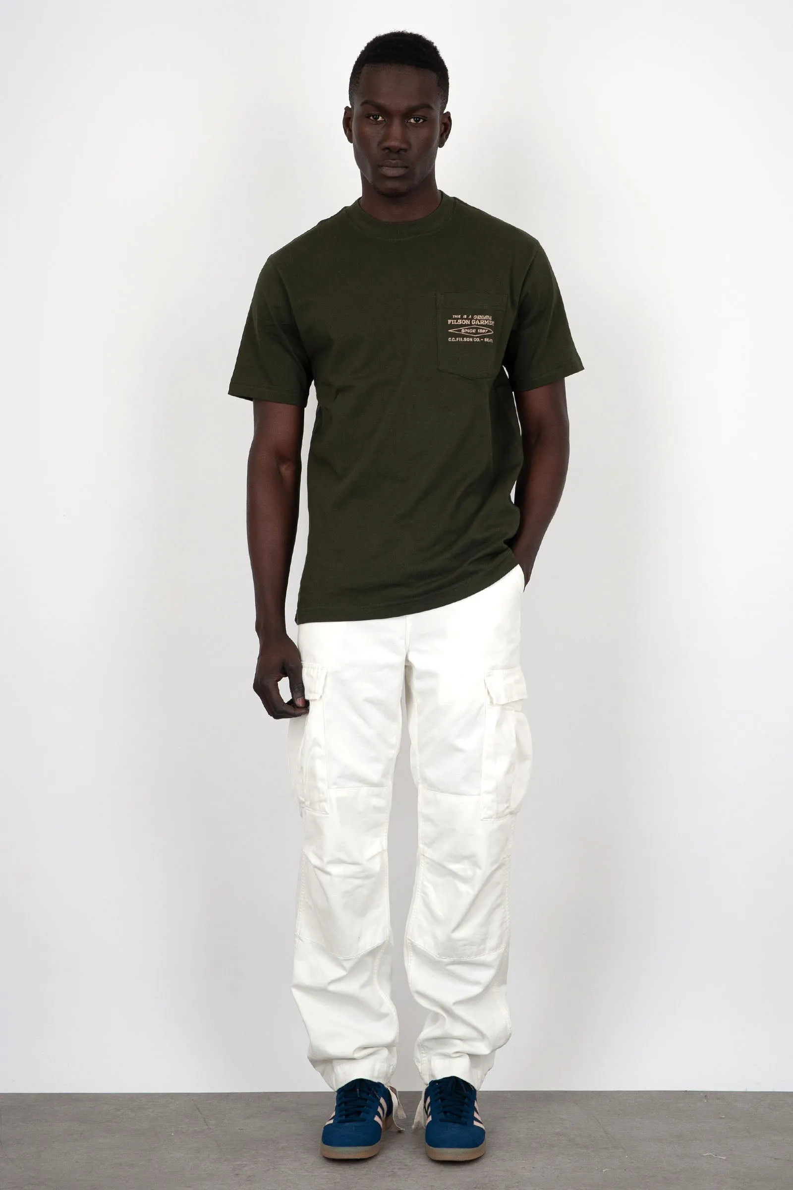 Filson T-shirt Embroidered Pocket Cotone Verde Scuro