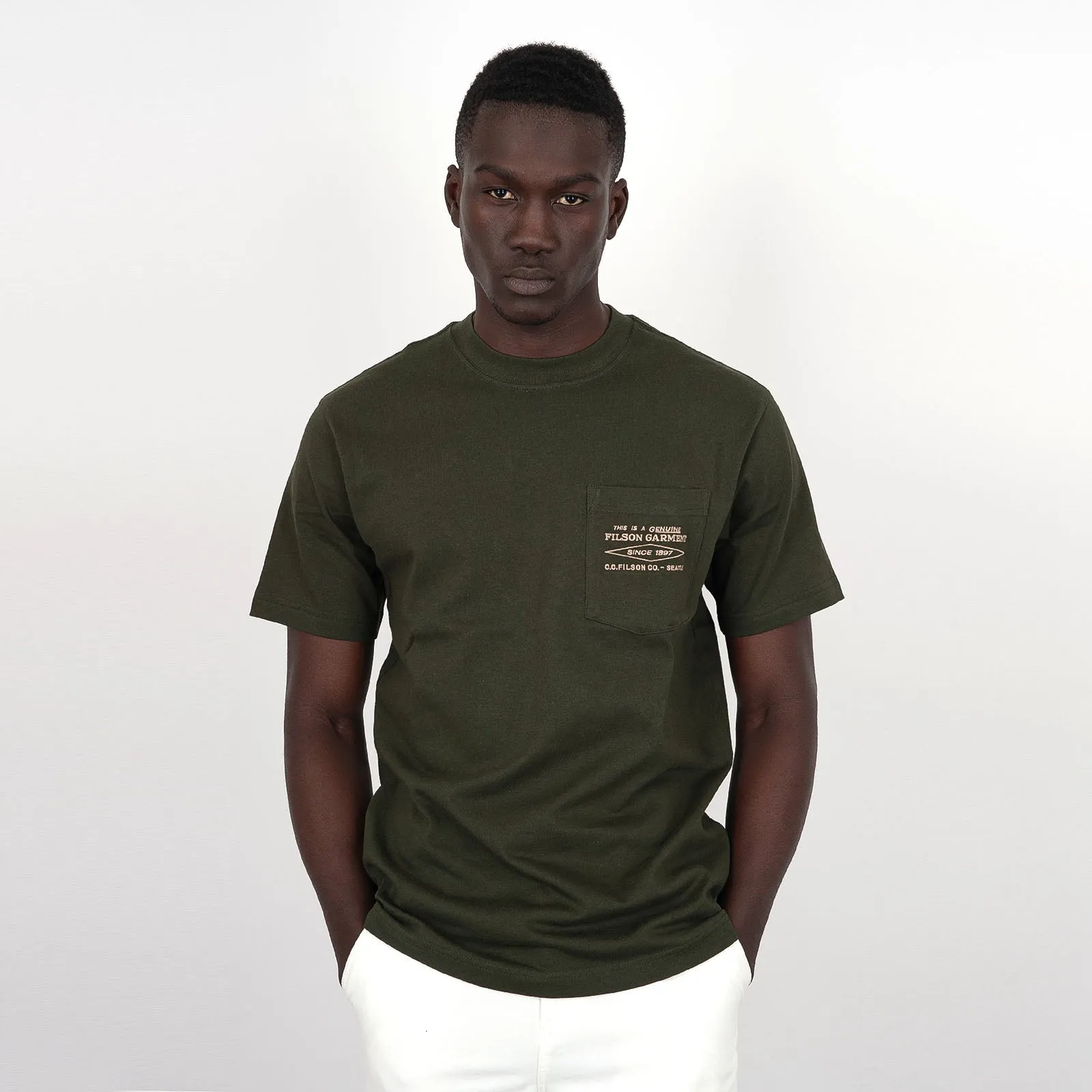 Filson T-shirt Embroidered Pocket Cotone Verde Scuro