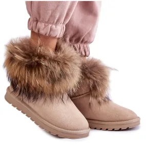 FS1 Women's Suede Snow Boots With Fur Beige Alexa