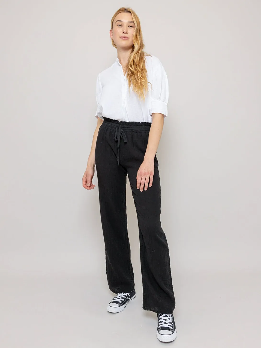 Gauze Long Pants - Black