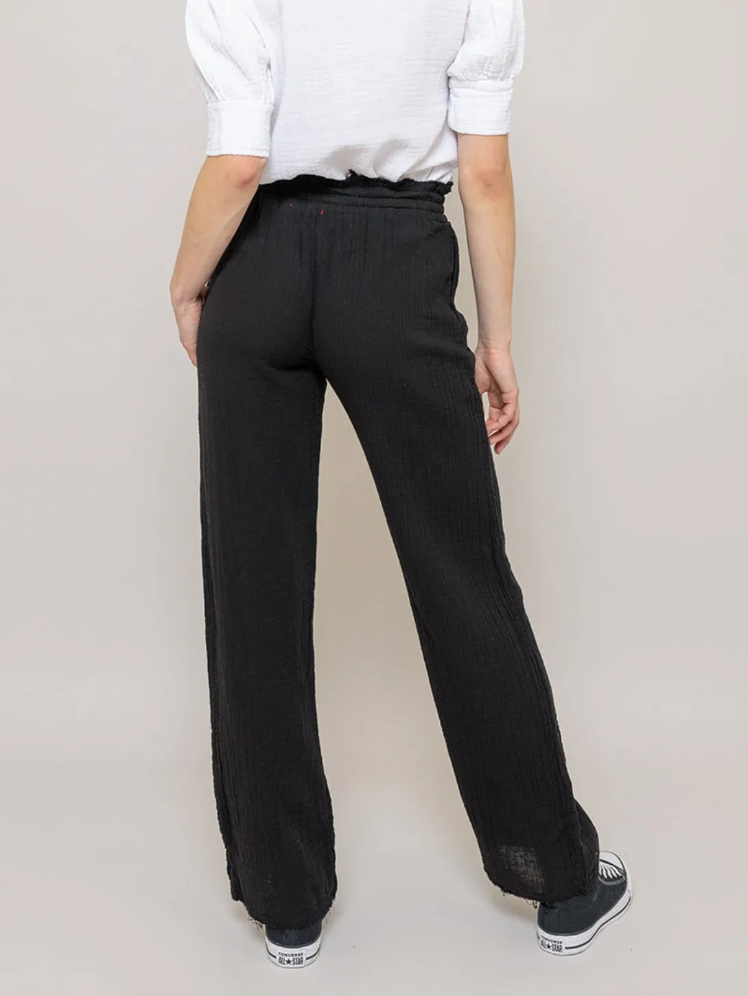 Gauze Long Pants - Black