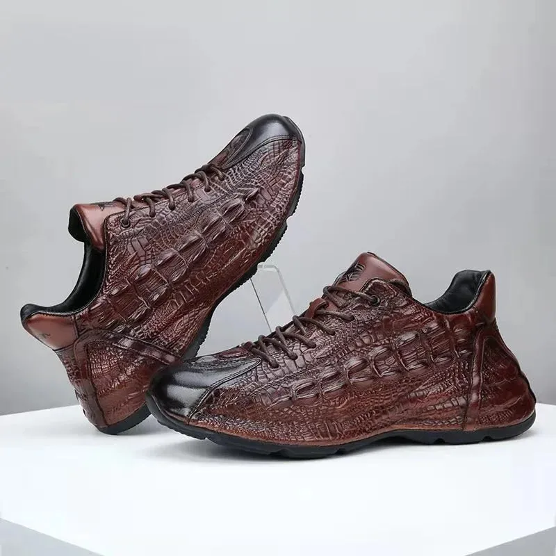 Genuine Leather Lace-up Closure Pigskin Lined Casual Shoes for Men