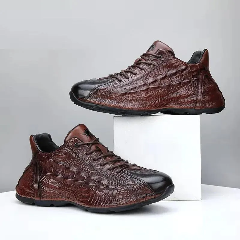 Genuine Leather Lace-up Closure Pigskin Lined Casual Shoes for Men