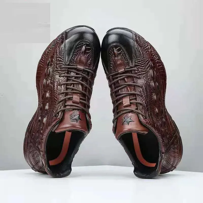 Genuine Leather Lace-up Closure Pigskin Lined Casual Shoes for Men