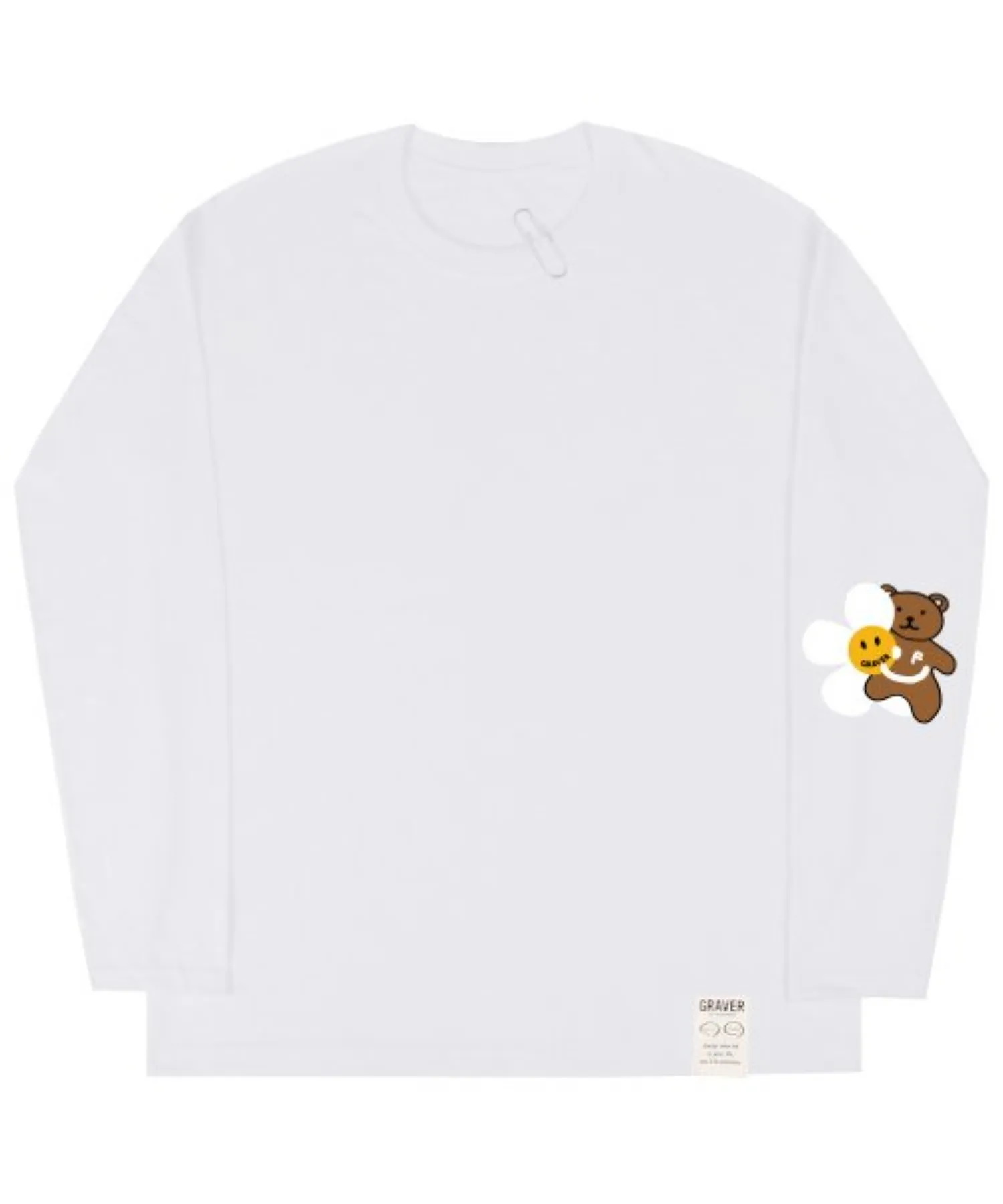 GRAVER  |[GRAVER]★ELBOW FLOWER BEAR SMILE LONG SLEEVE T-SHIRT