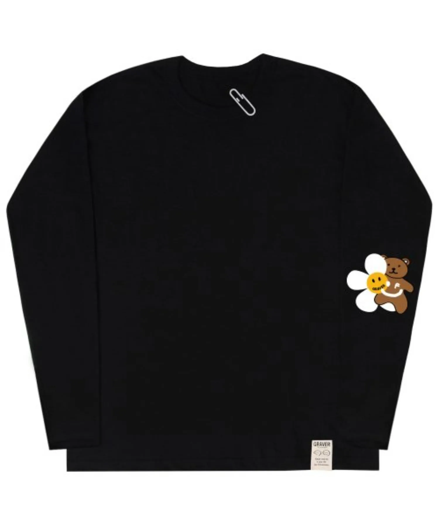 GRAVER  |[GRAVER]★ELBOW FLOWER BEAR SMILE LONG SLEEVE T-SHIRT