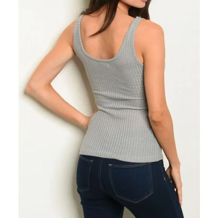 Gray Waffle Knit Tank