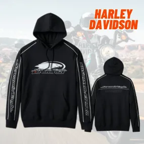 Harley Davidson  |Street Style Long Sleeves Plain Cotton Logos on the Sleeves