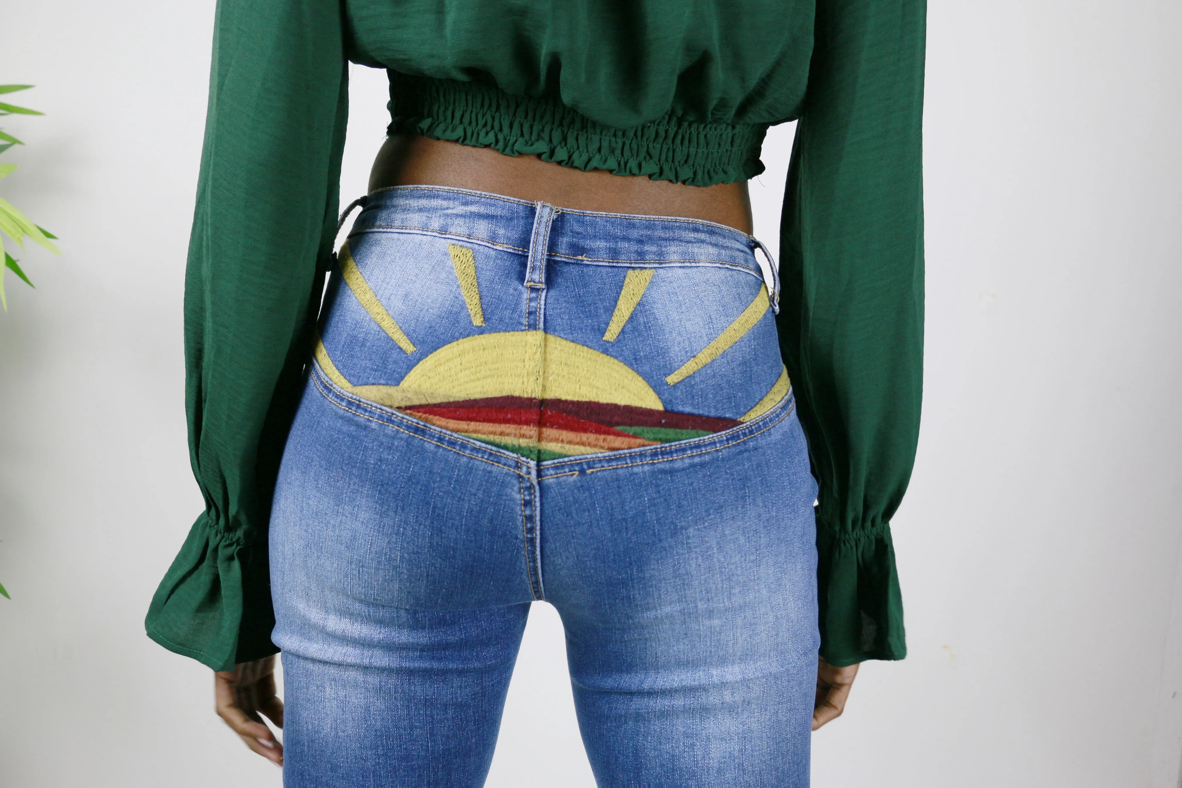 Here Comes The Sun Embroidered Jeans