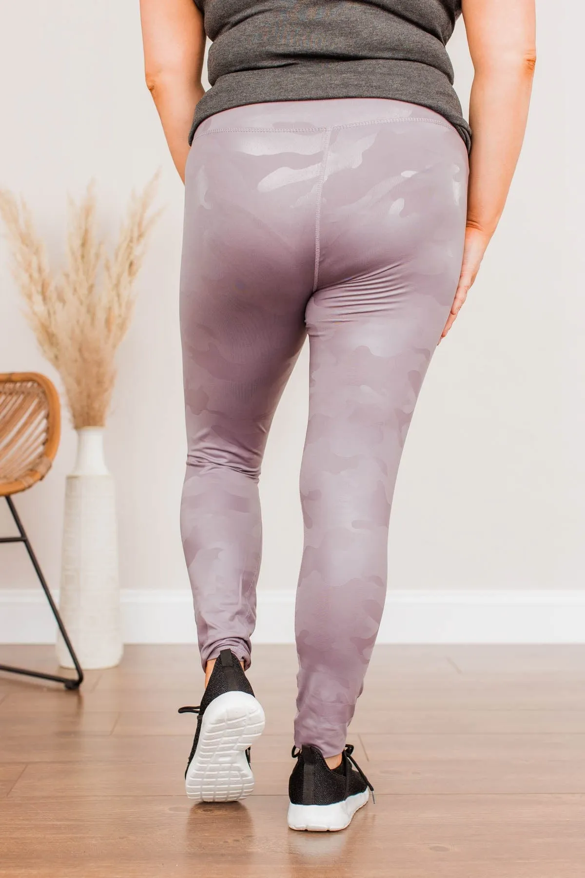 In The Zone Camo Print Leggings- Lavender